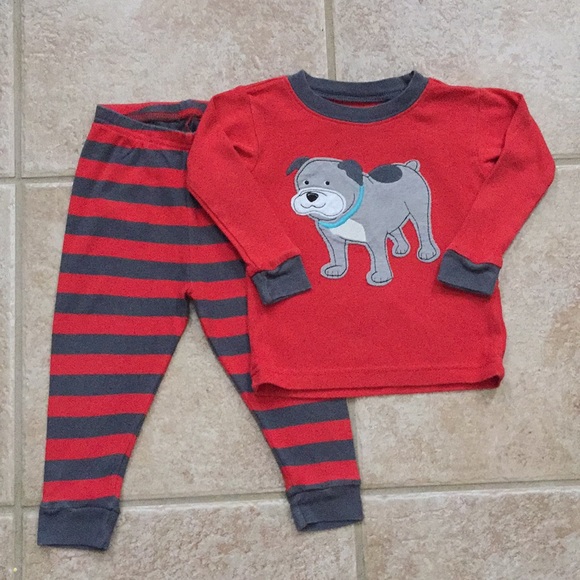 Carter's Boys Bulldog Shirt and Striped Pants Pajamas - Picture 1 of 8